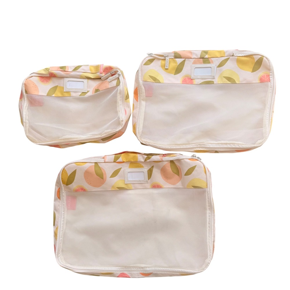 Calpak Packing Cubes 3pc Citrus Fruit Print Travel Organizers Summer Aesthetic - Picture 5 of 6